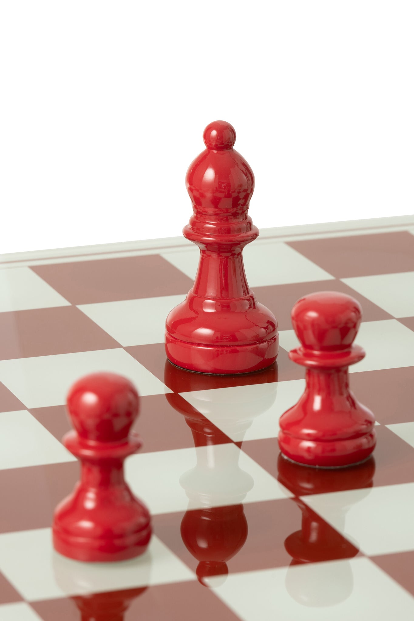 Schaakspelbord Polyresin Wit/Kerst Rood