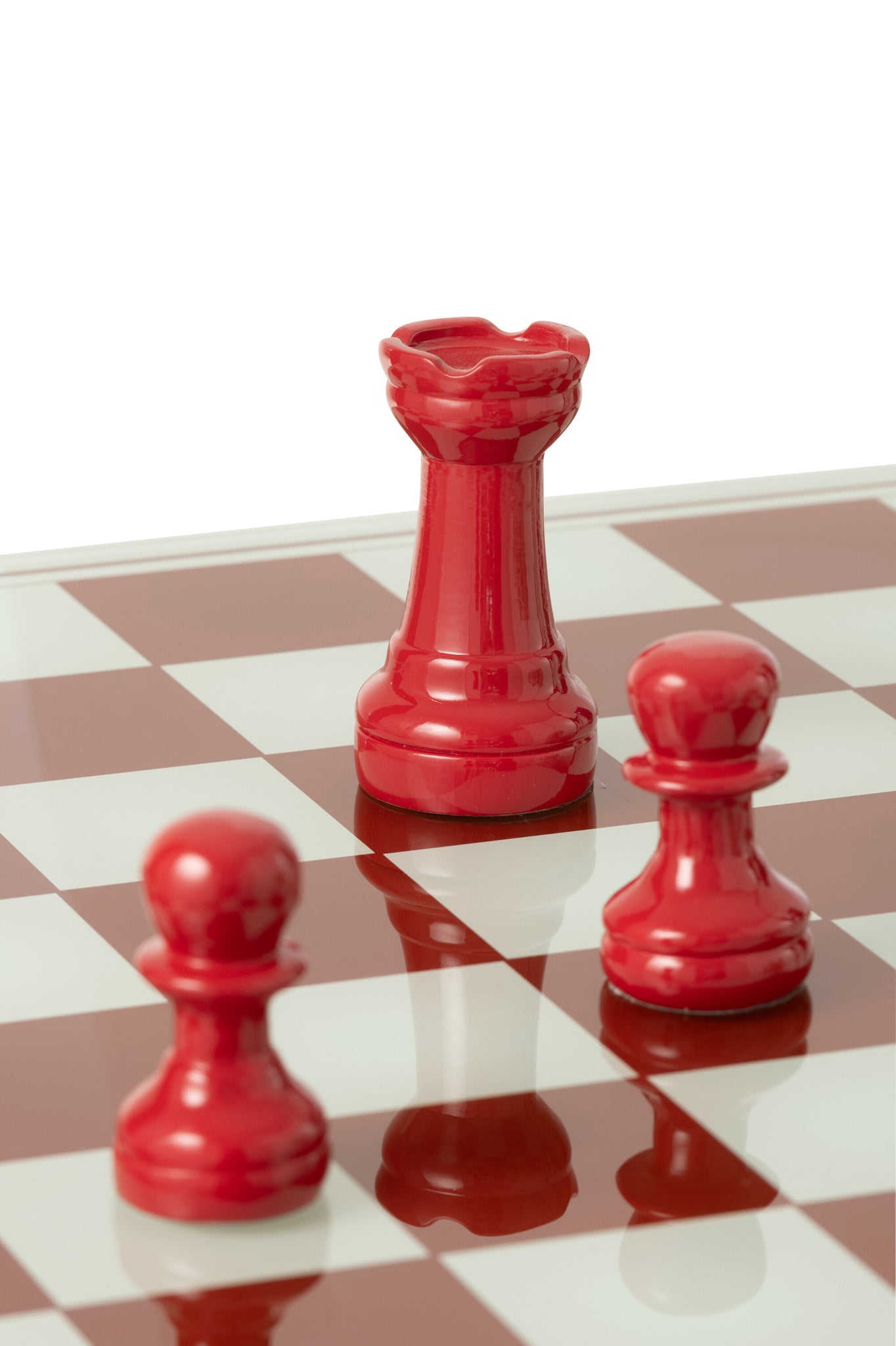 Schaakspelbord Polyresin Wit/Kerst Rood