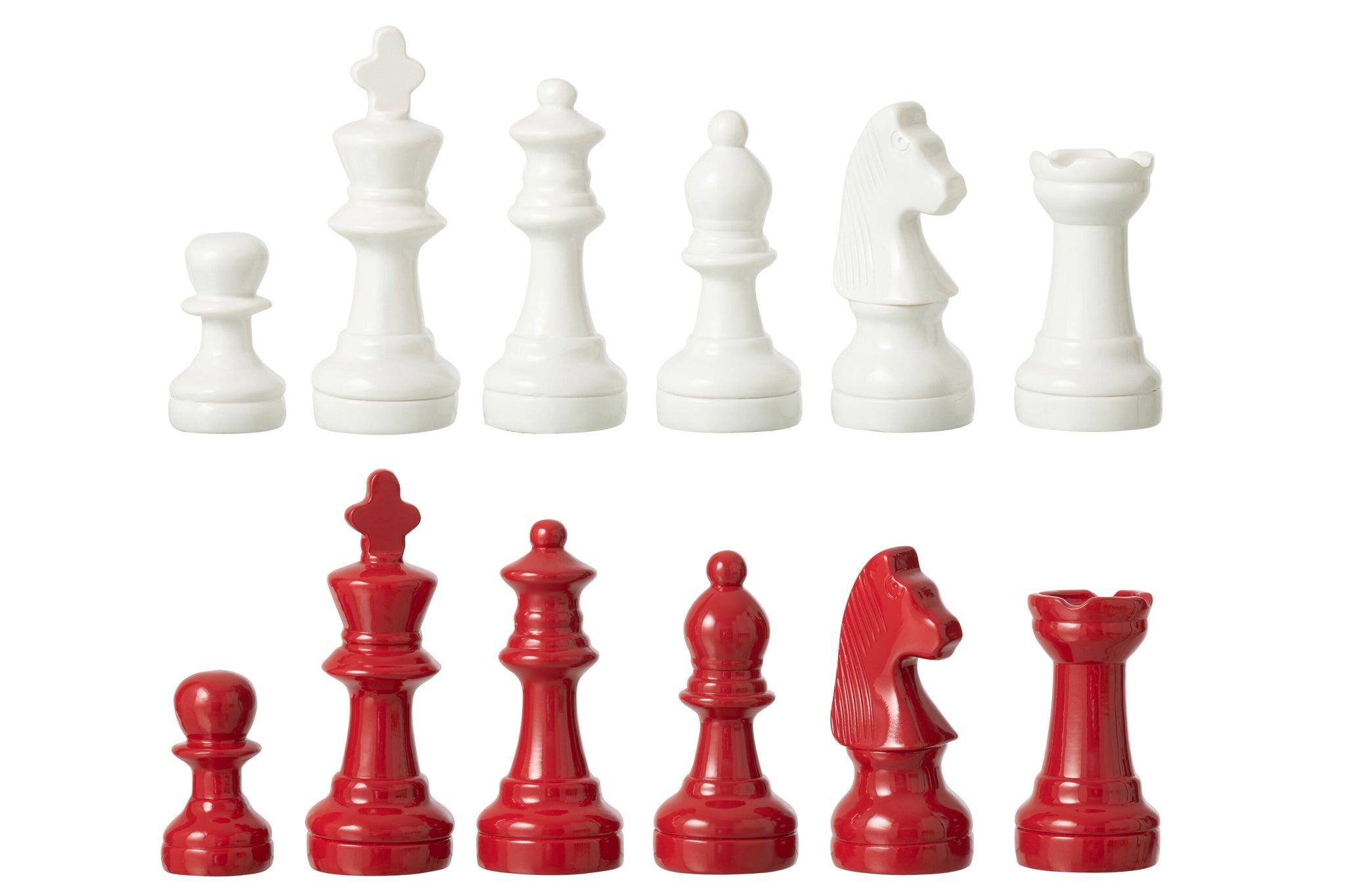 Schaakspelbord Polyresin Wit/Kerst Rood