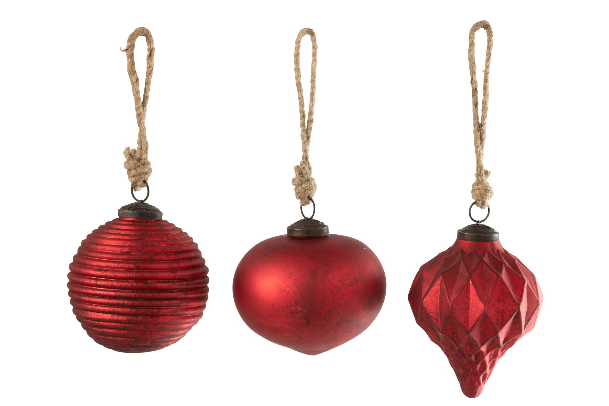 Kerstbal Geoxideerd Glas Rood Groot Assortiment Van 3