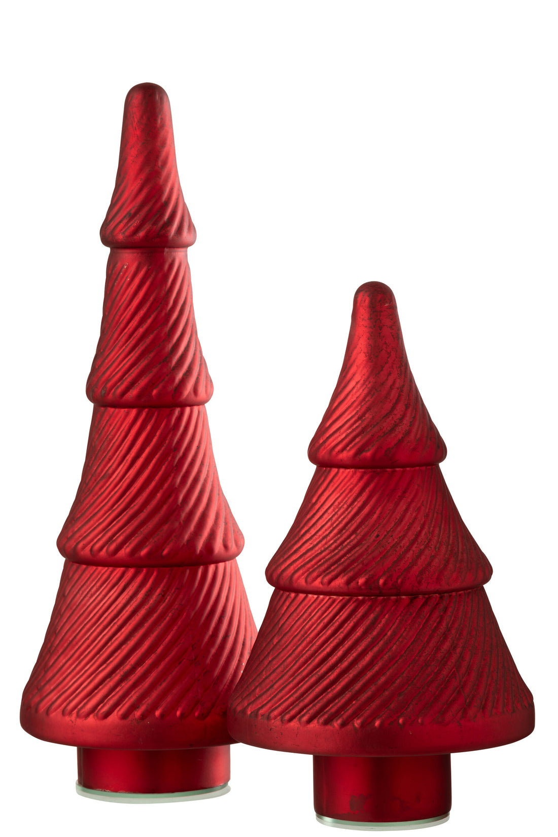 Kerstboom Geoxideerd Geribbeld Glas Rood Groot