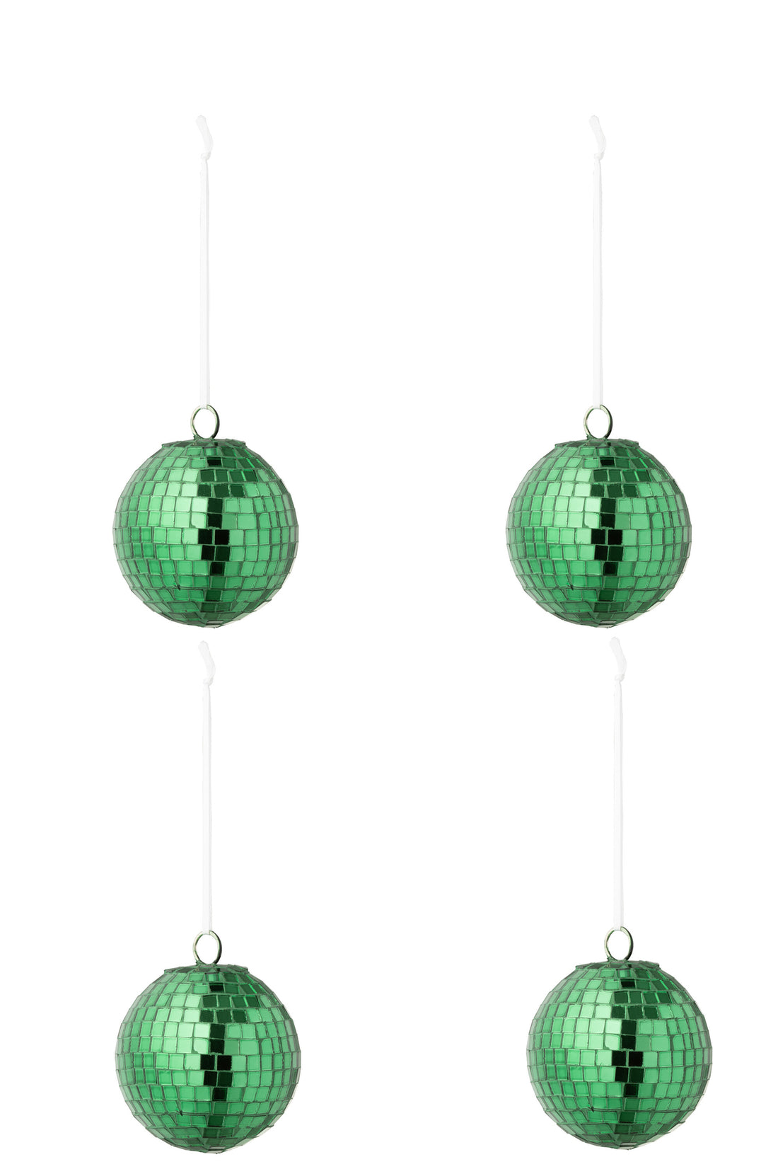 Doos van 4 kerstbal spiegelglas groen klein