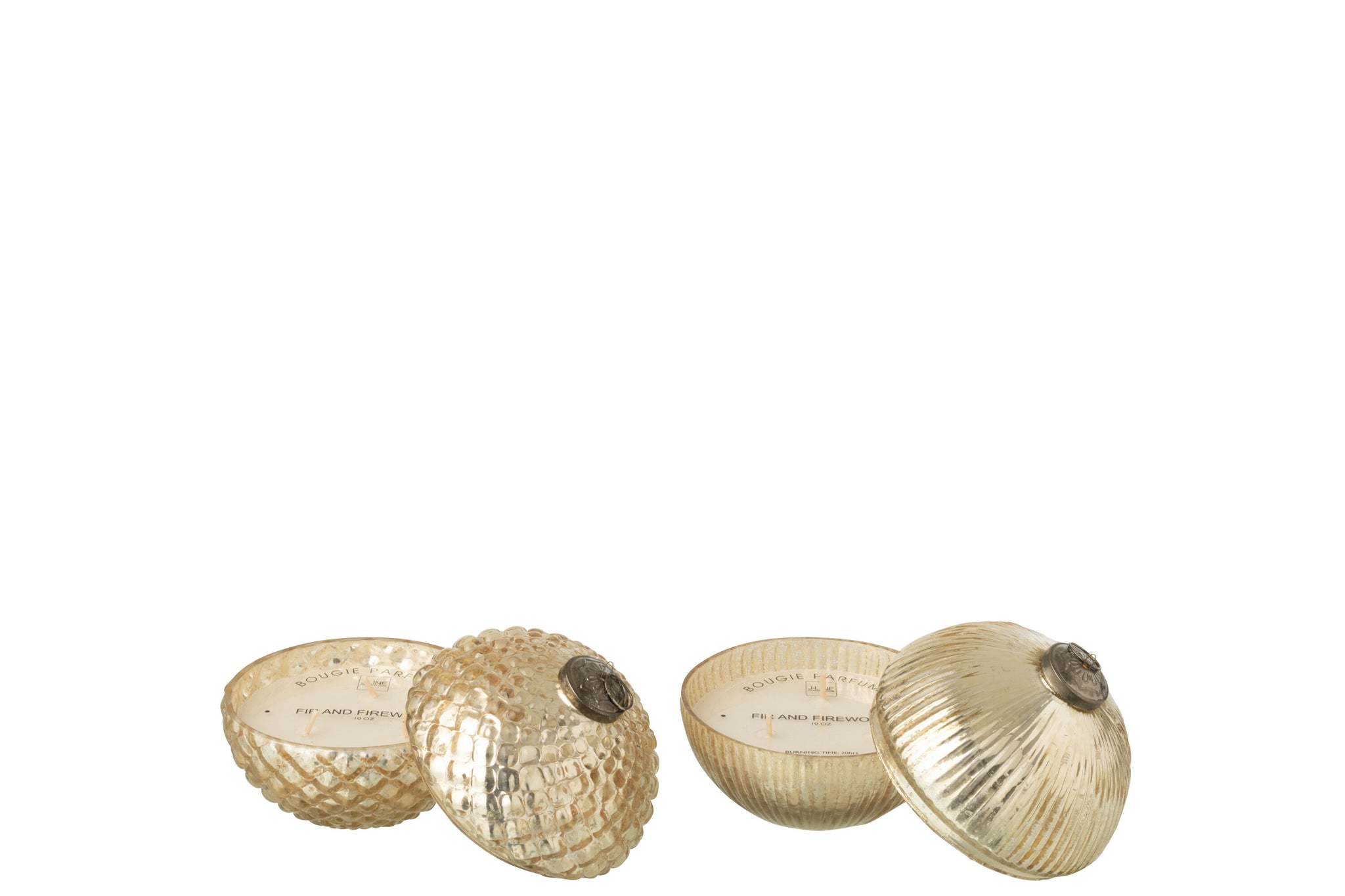Geurkaars Kerstbal Glas Goudkleurig Klein Assortiment Van 2