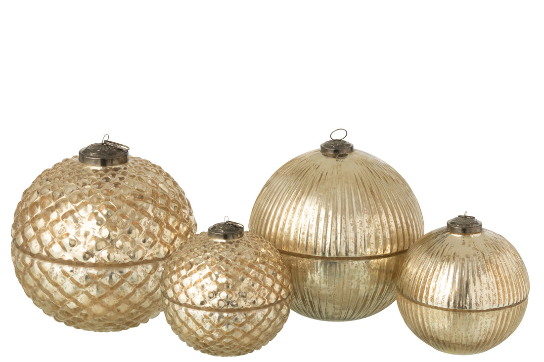 Geurkaars Kerstbal Glas Goudkleurig Groot Assortiment Van 2