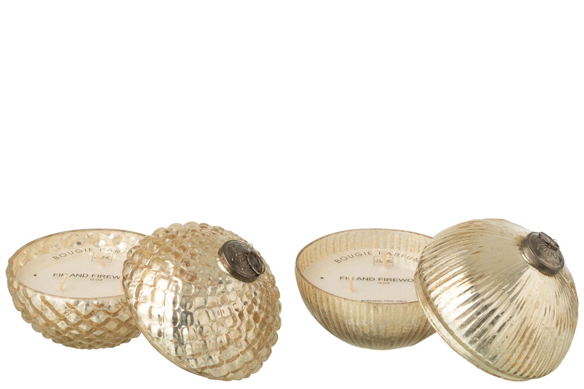 Geurkaars Kerstbal Glas Goudkleurig Groot Assortiment Van 2