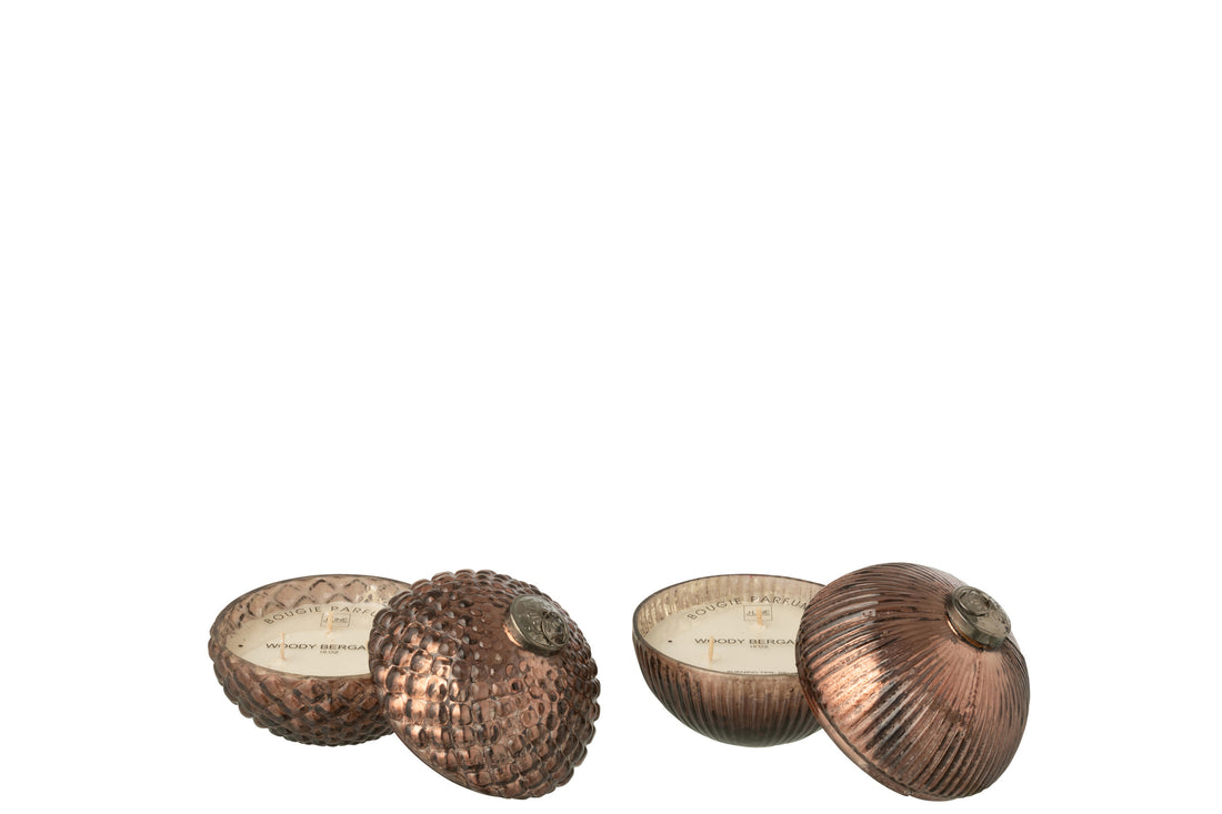 Geurkaars Kerstbal Glas Bruin Klein Assortiment Van 2