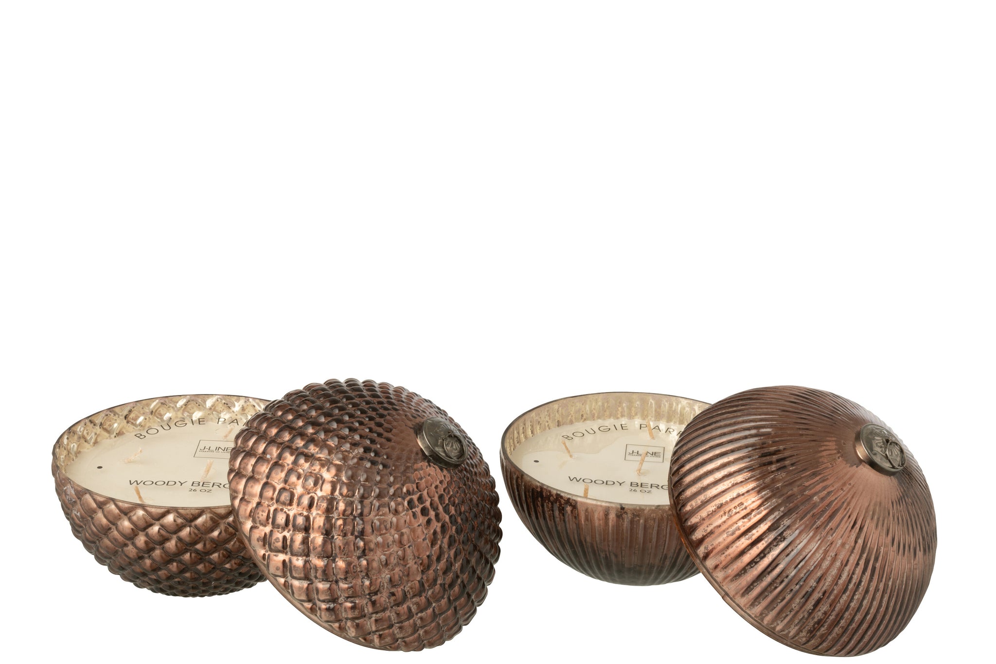 Geurkaars Kerstbal Glas Bruin Groot Assortiment Van 2