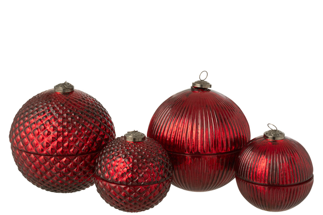 Geurkaars Kerstbal Glas Kerst Rood Groot Assortiment Van 2