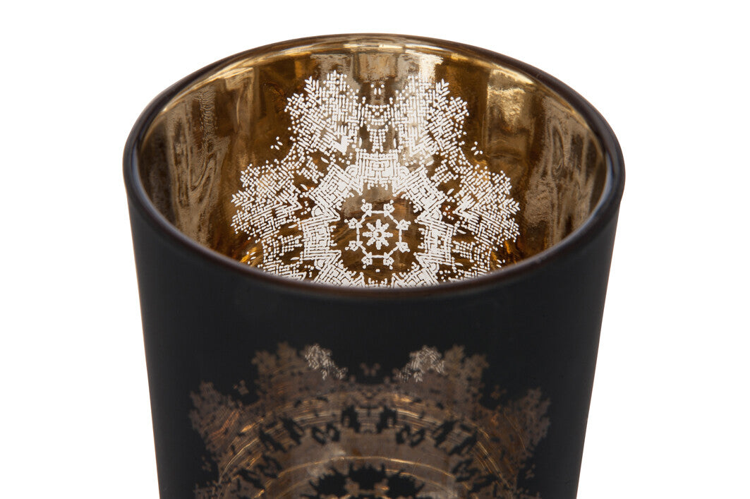 Doos van 3 boom led-geribbeld glas Kerst rood