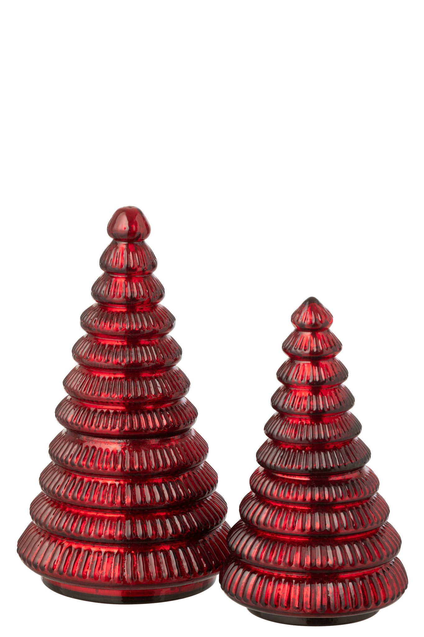 Geurkaars Boom Geribbeld Glas Kerst Rood Groot