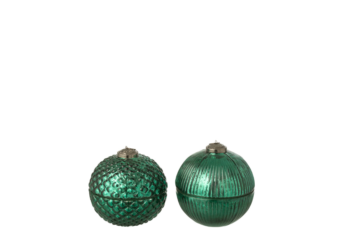 Geurkaars Kerstbal Glas Groen Klein Assortiment Van 2