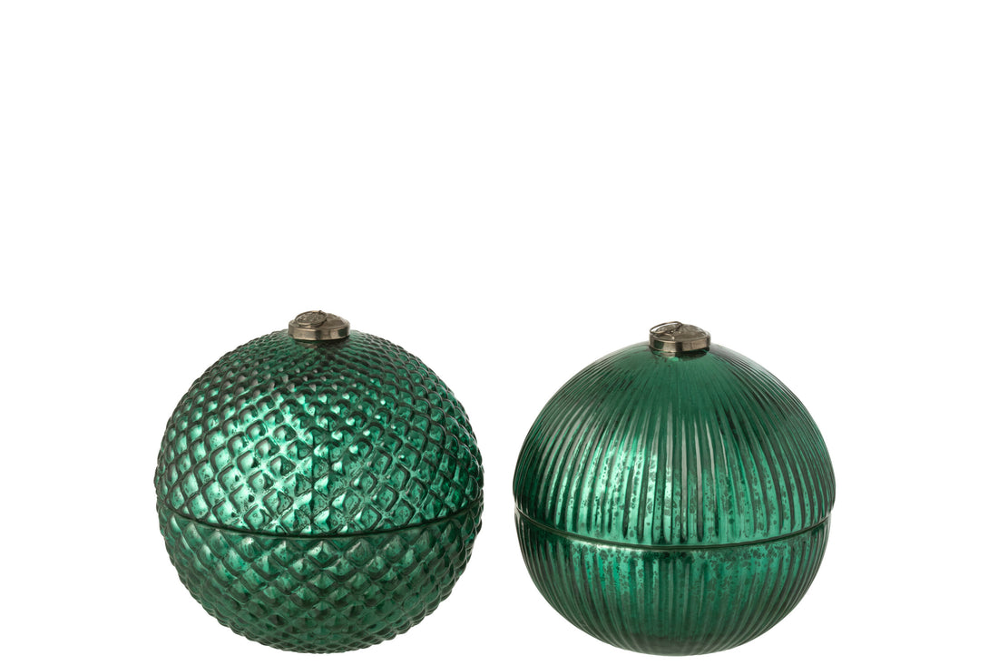 Geurkaars Kerstbal Glas Groen Groot Assortiment Van 2