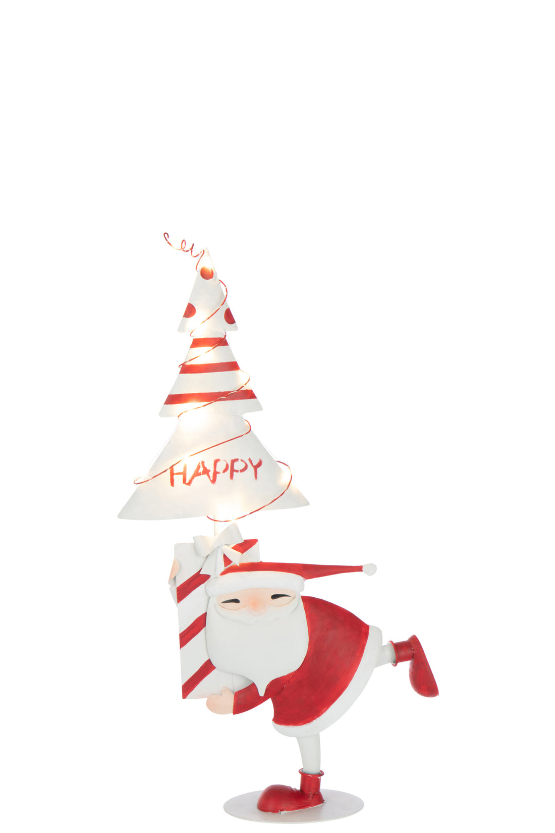 Kerstman Led Boom IJzer Kerst Rood/Wit Klein