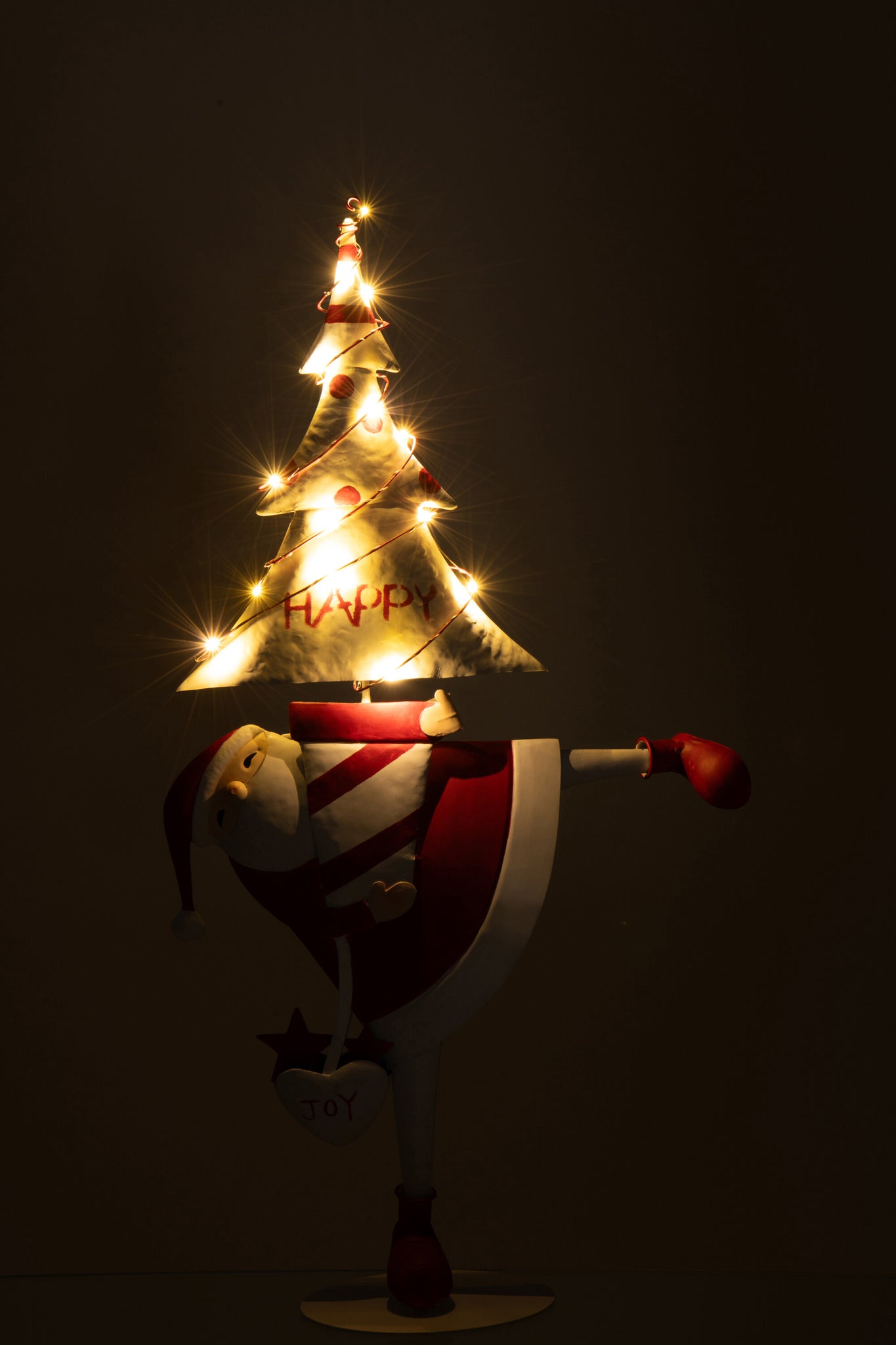 Kerstman Led Boom IJzer Kerst Rood/Wit Groot