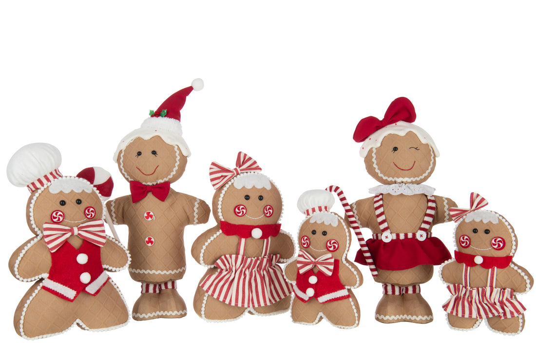 Peperkoekjongen/meisje snoep polyester kameel/kerst rood assortiment van 2