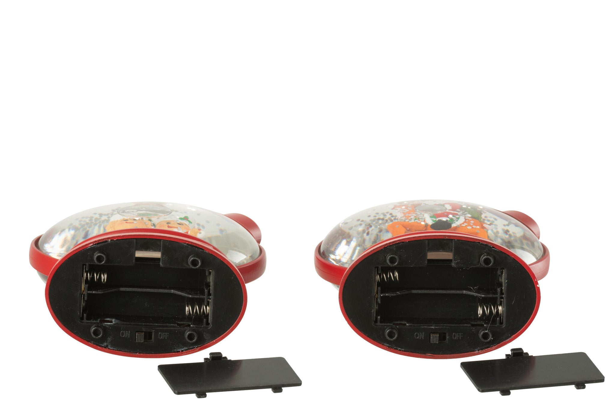 Hanger Water Globe Gingerman + Santa Claus Plastic Christmas Red Assortment Of 2