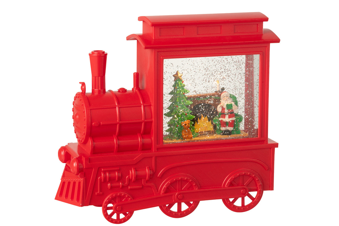 Water Globe Locomotive Plastic Christmas Red