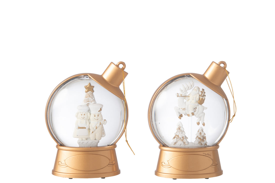 Hanger Water Globe Gingerman + Kerstman Plastic Wit Assortiment Van 2