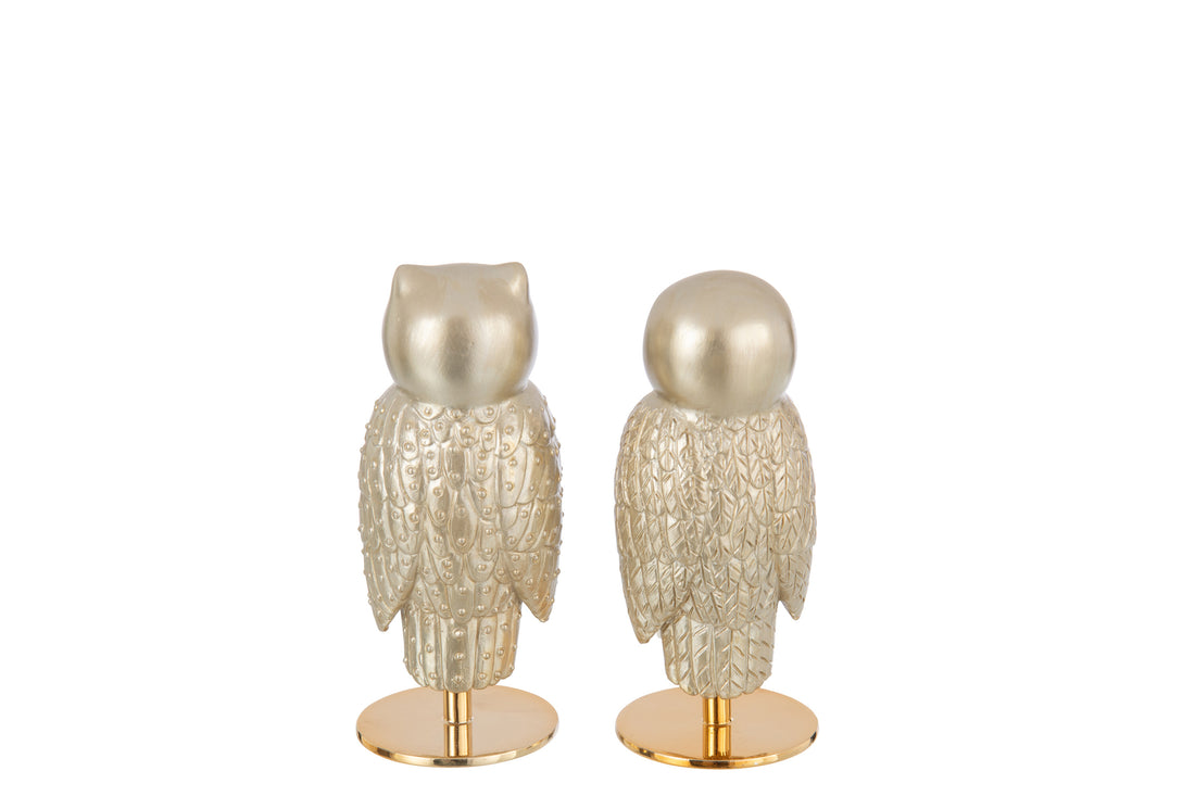 Uil op voet Ogen Gesloten Limoenpoeder Wit/Goud Gekleurde Assortiment Van 2
