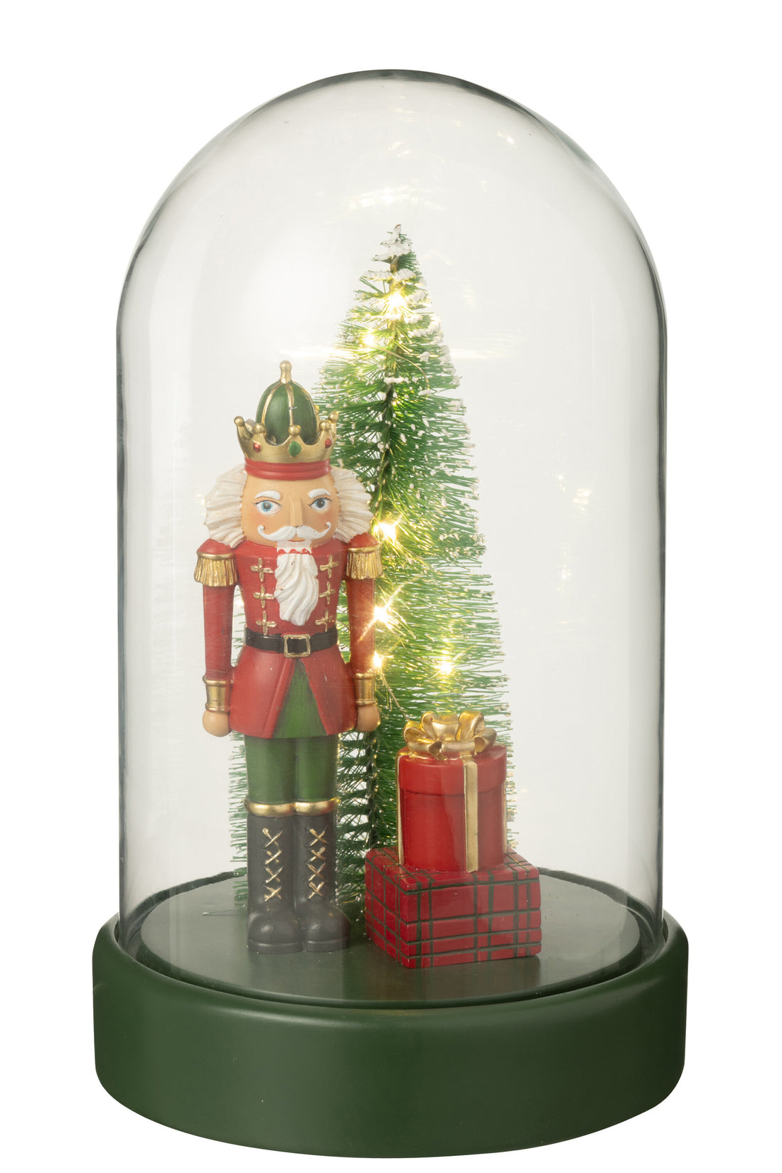 Decoratieve stolp met LED-notenkraker + boom + cadeaus limoengroen kerst rood/donkergroen