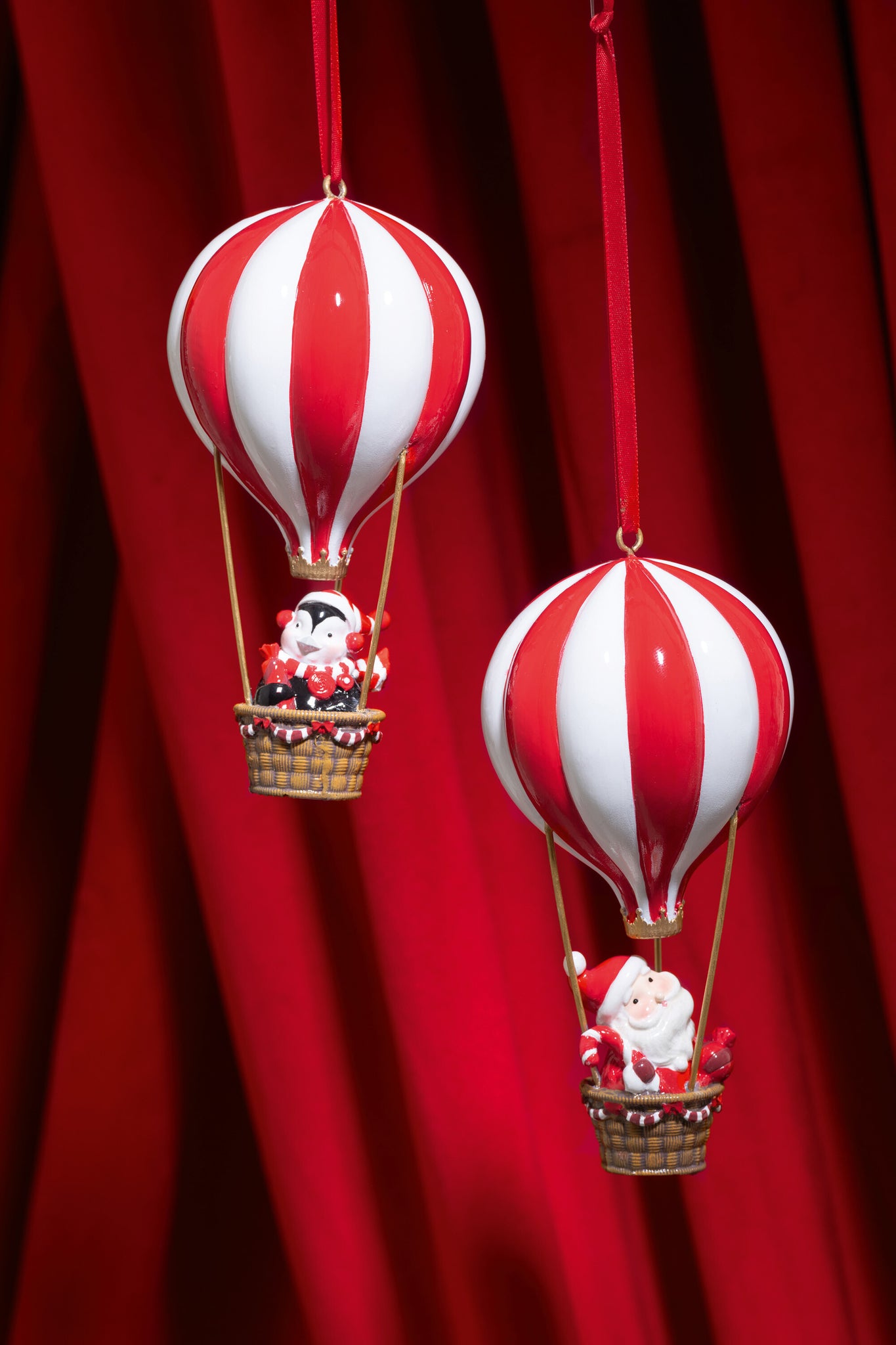 Hanger Luchtballon Limoengroen Kerst Rood/Wit Assortiment Van 2