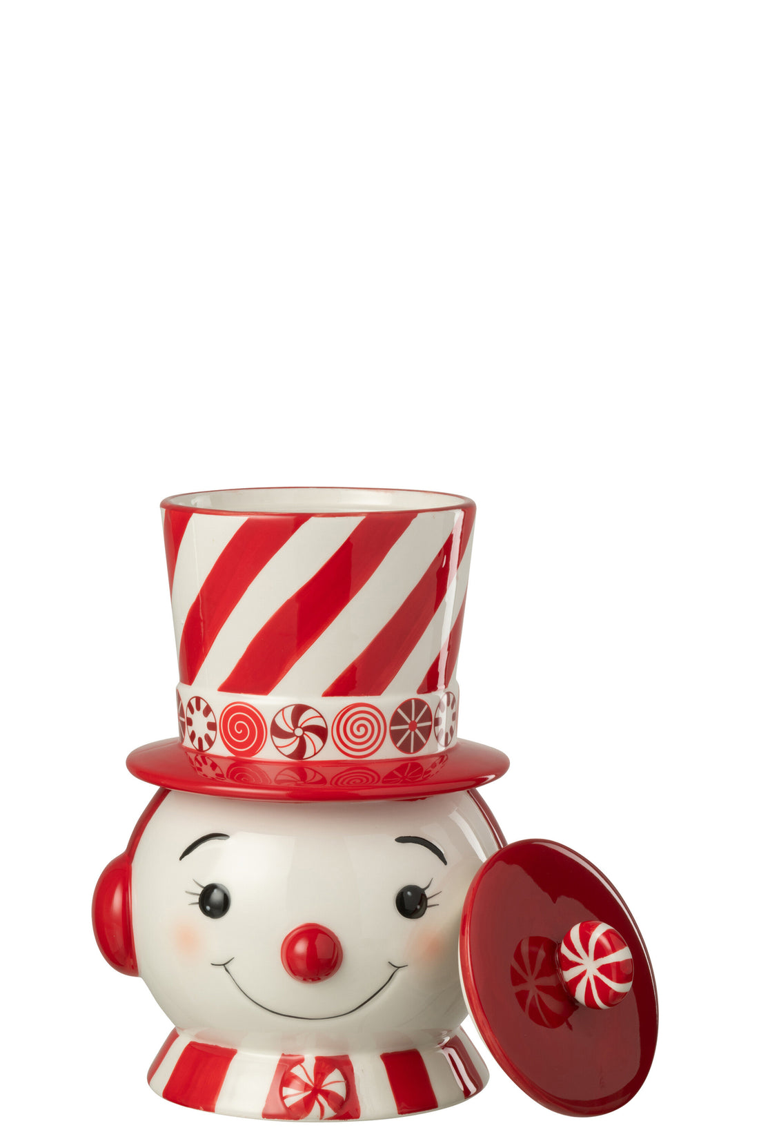 Pot Decoratieve Sneeuwpop + Hoed Dolomiet Kerst Rood/Wit