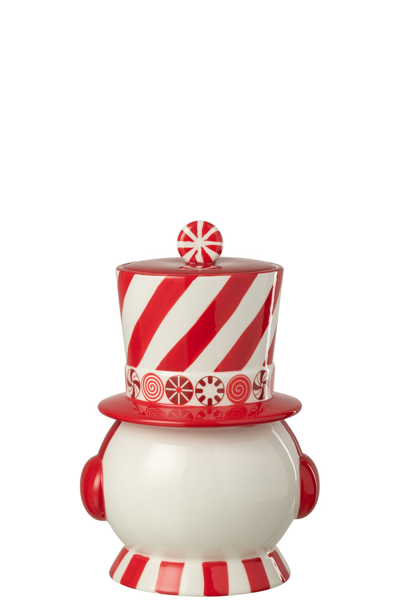 Pot Decoratieve Sneeuwpop + Hoed Dolomiet Kerst Rood/Wit