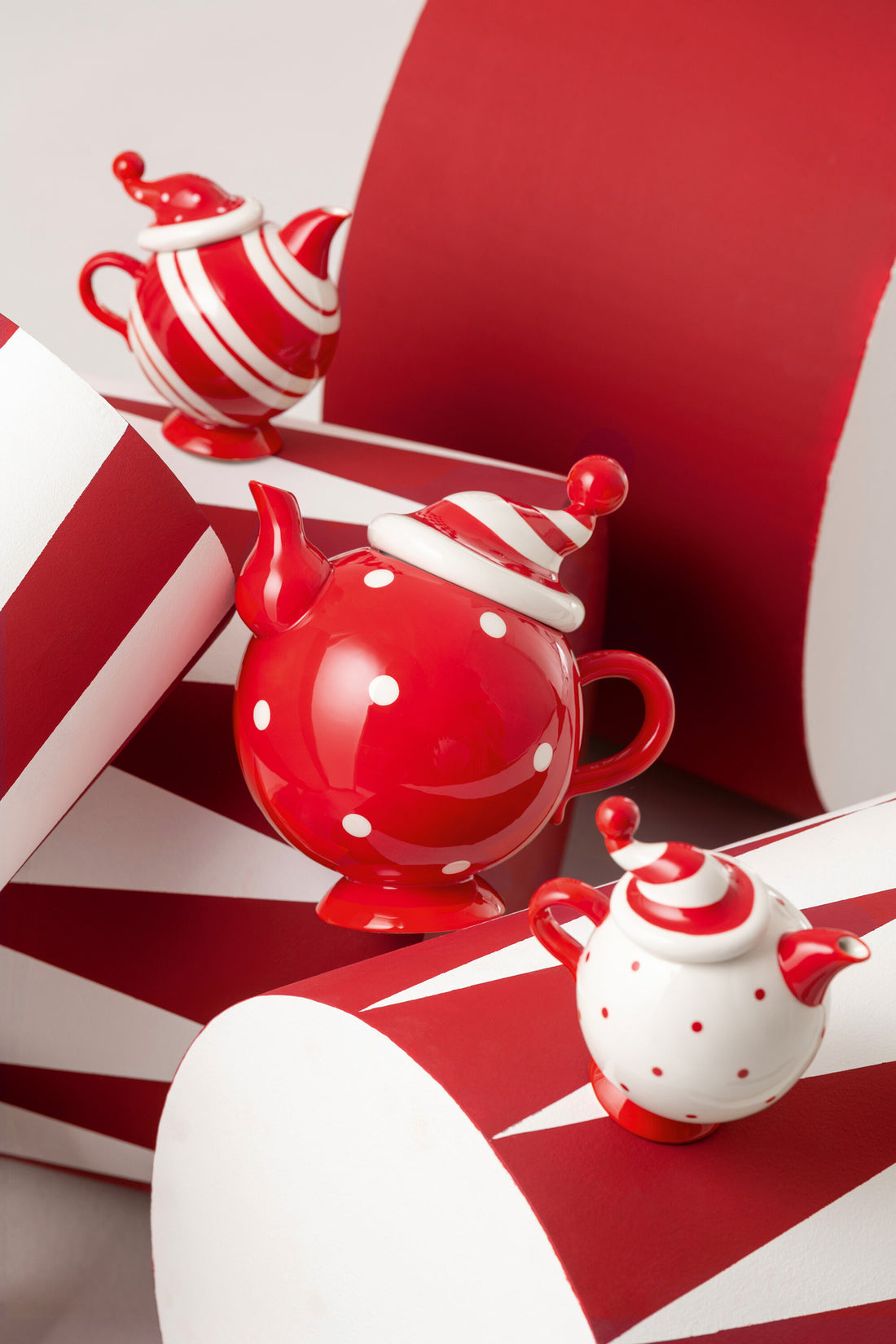 Theepot Kerstmuts Dolomiet Kerst Rood/Wit Assortiment Van 2