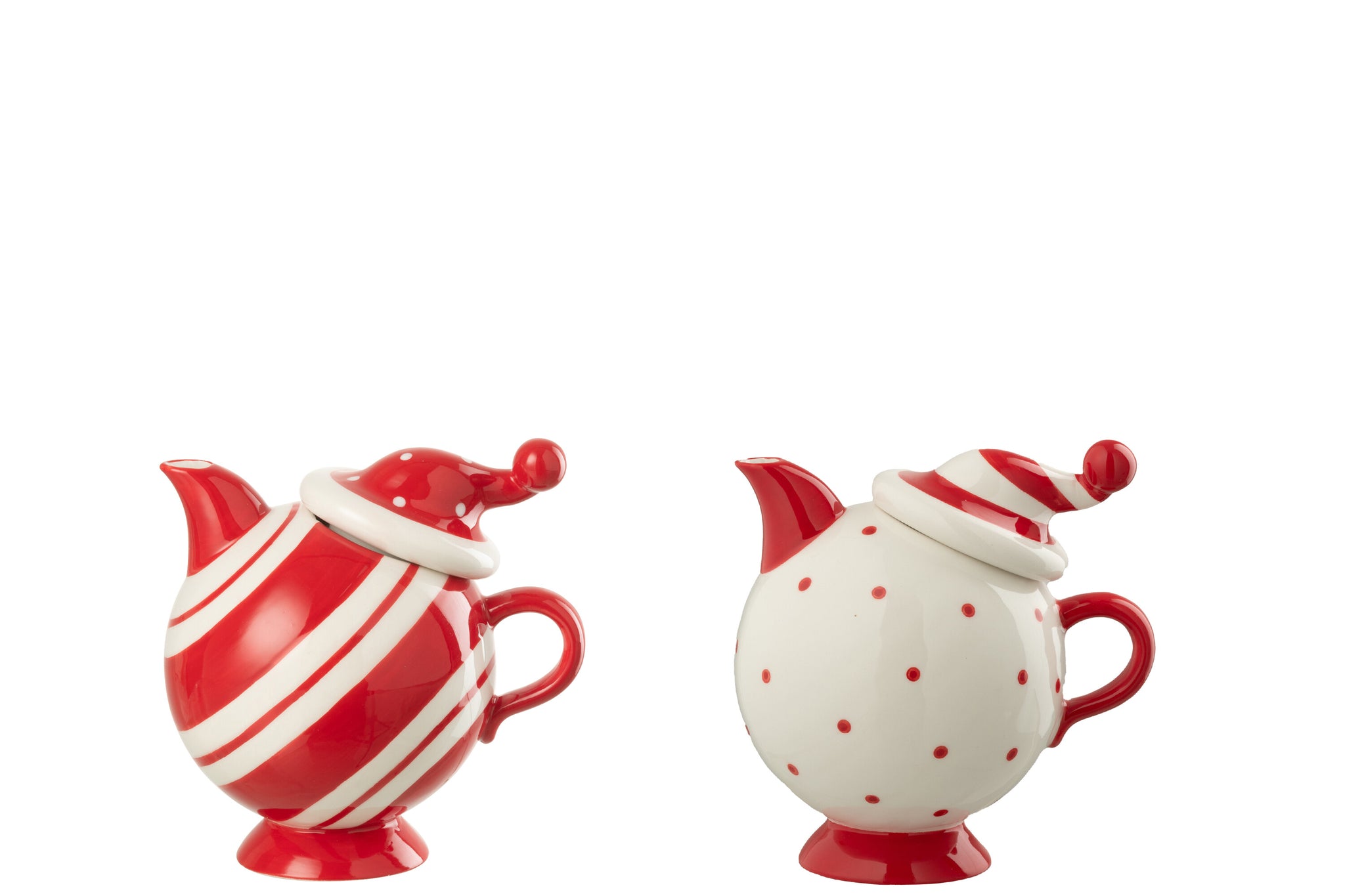 Theepot Kerstmuts Dolomiet Kerst Rood/Wit Assortiment Van 2