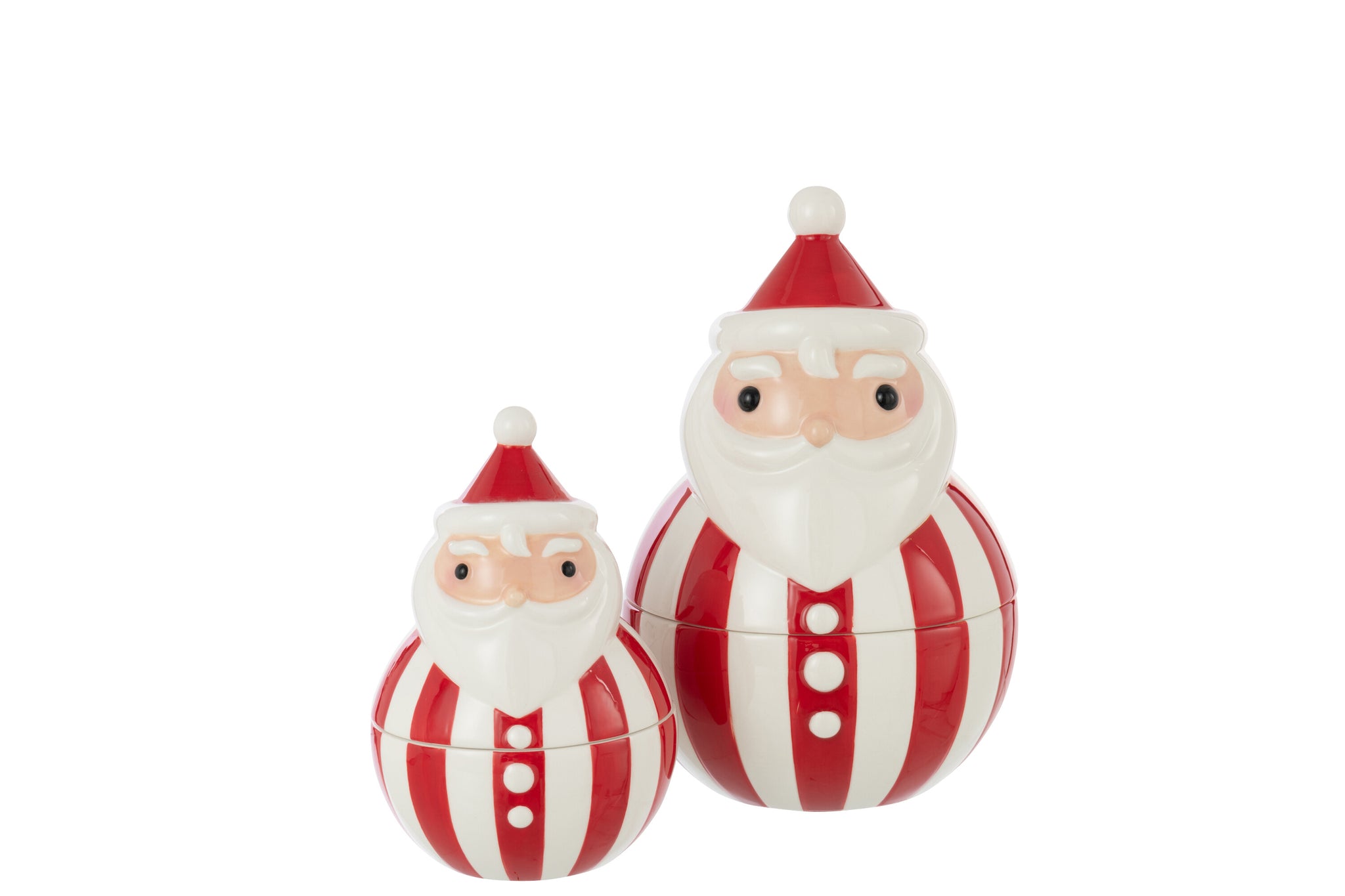 Kom + Deksel Kerstman Dolomiet Kerst Rood/Wit Groot