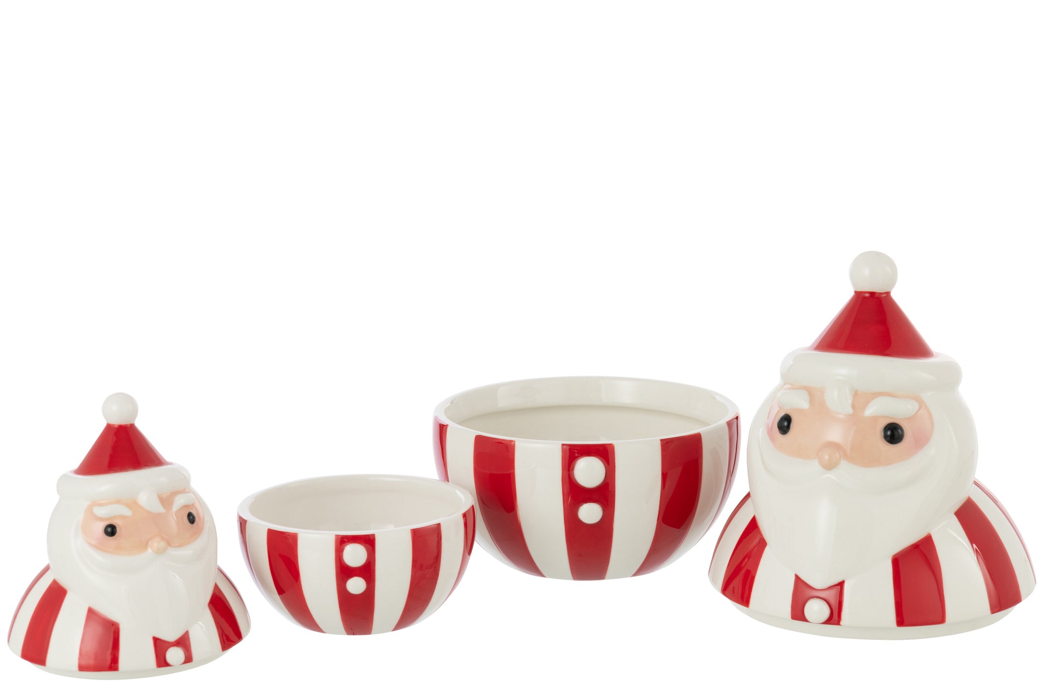 Kom + Deksel Kerstman Dolomiet Kerst Rood/Wit Groot