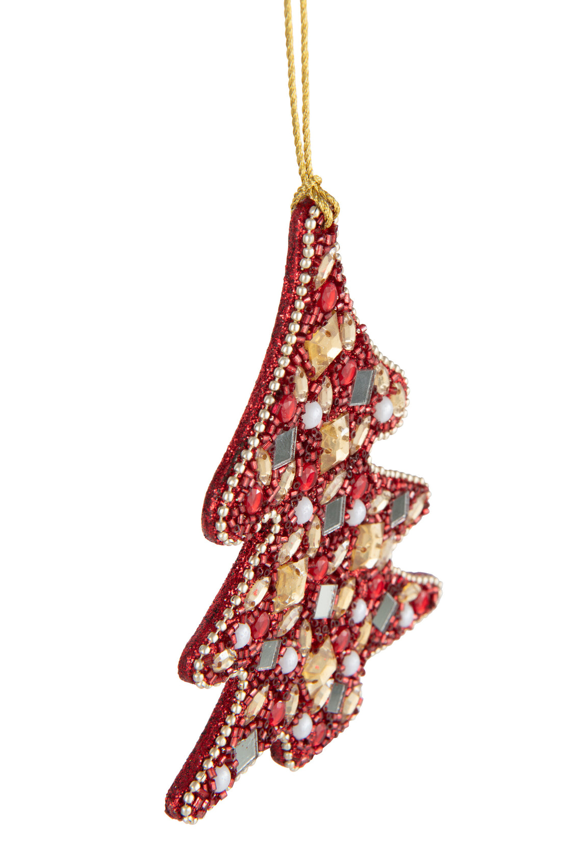 Hanger Kerstboom Kralen/Mdf Kerst Rood/Smaragdgroen Assortiment Van 2