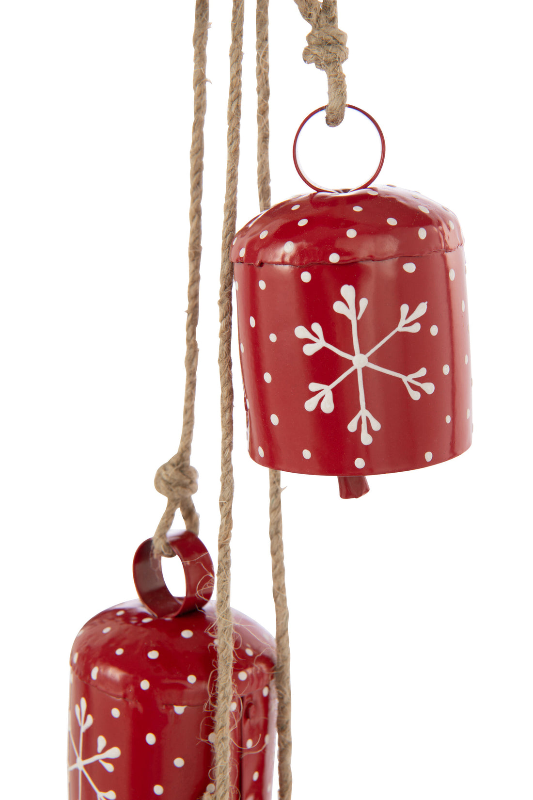 Hanger 7 Bells Snowflakes Iron White/Christmas Red Assortment Of 2