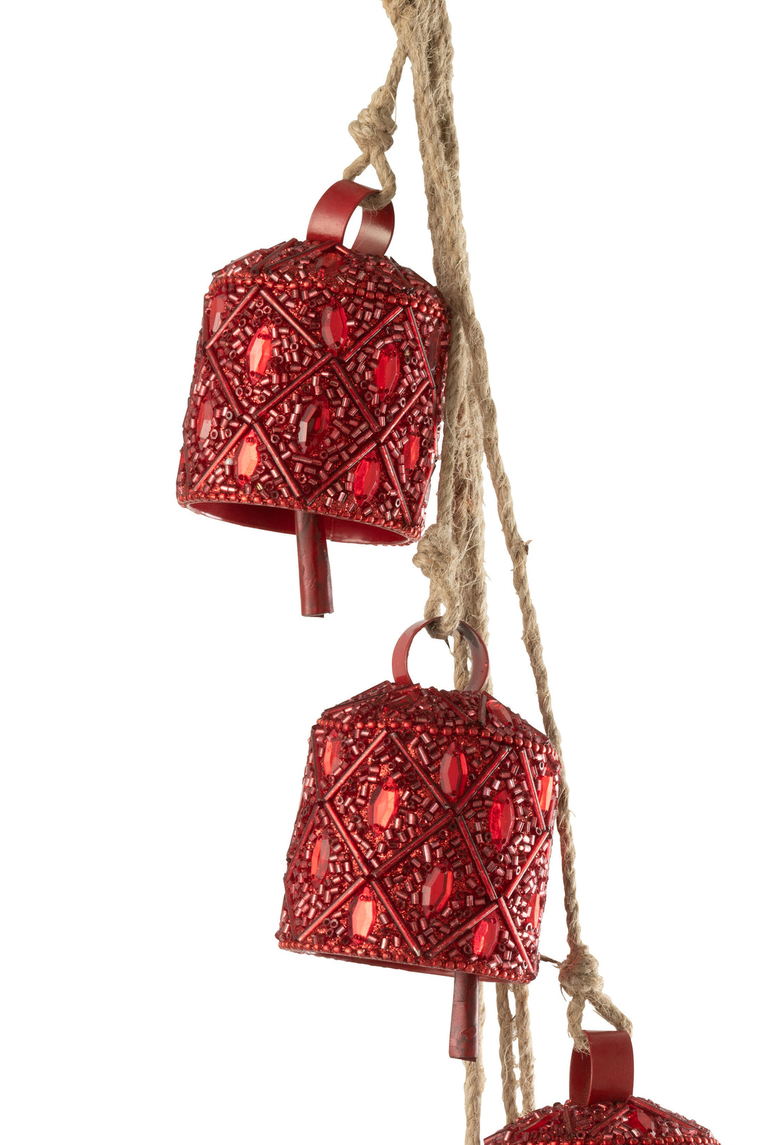 Hanger 7 Bells Iron/Beads Christmas Red