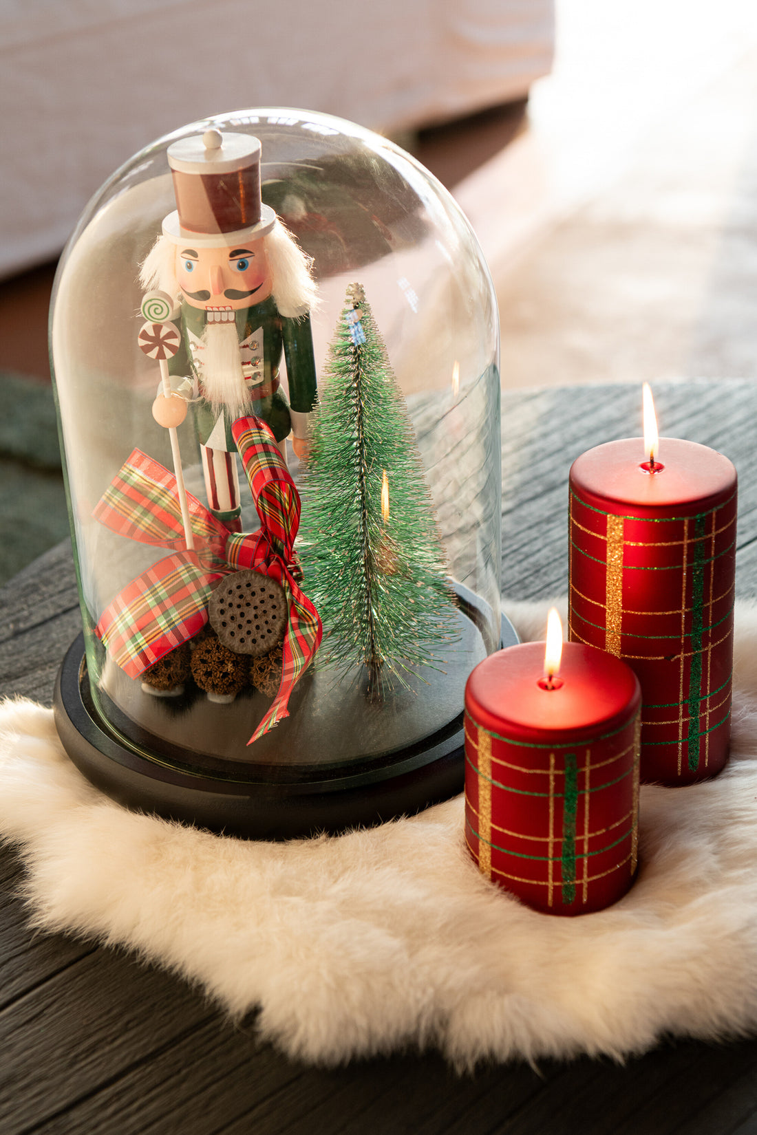 Decoratieve stolp notenkraker glas Kerst rood/donkergroen groot