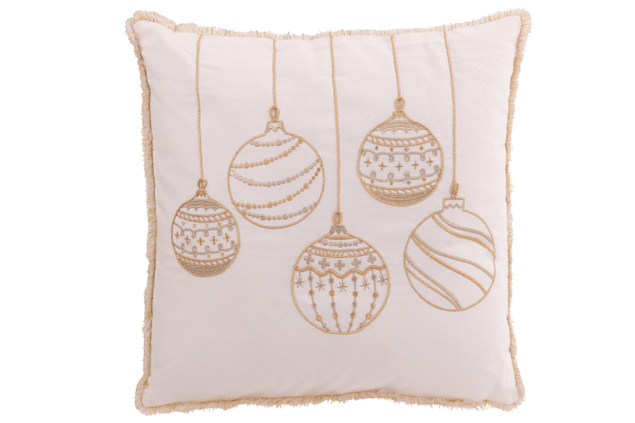 Kussen Kerstballen Katoen Wit/Goudkleurig