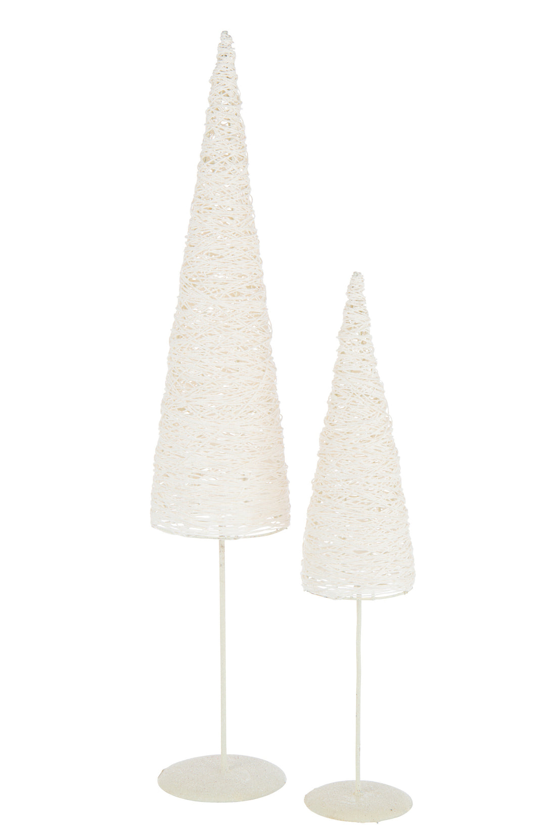 Kerstboom op metalen/papieren voet wit groot