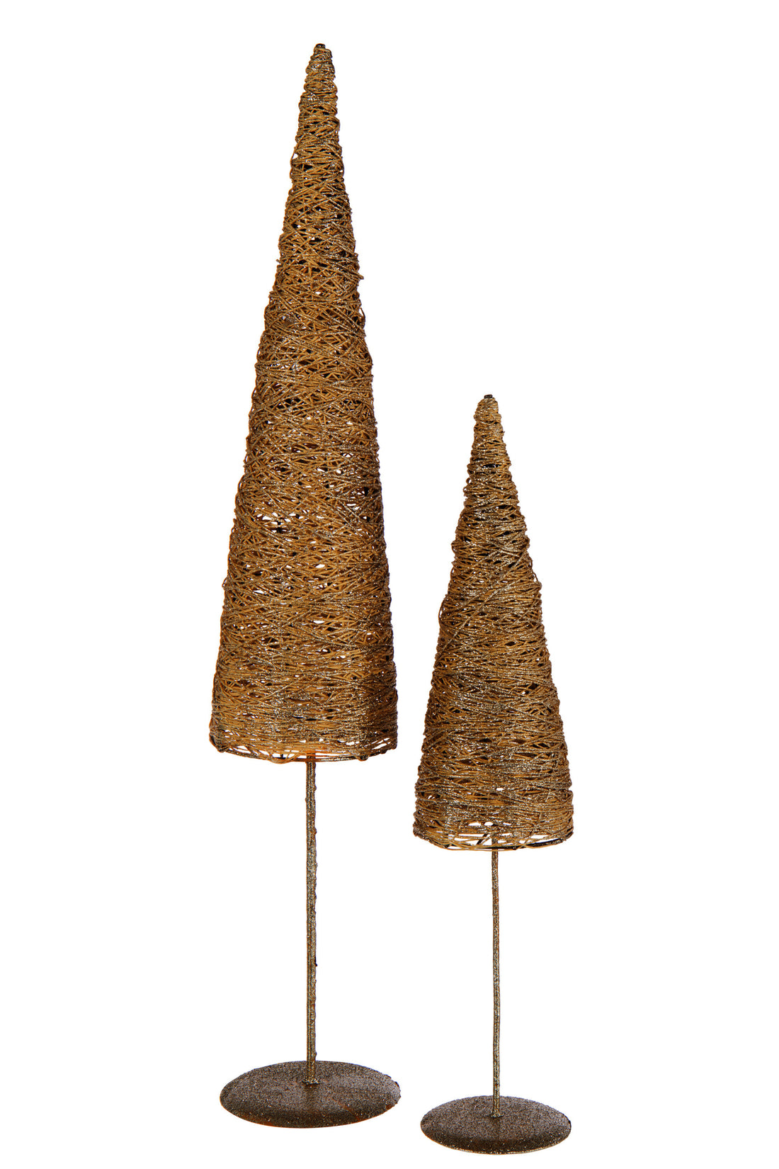 Kerstboom op metalen/papieren gouden basis, groot.