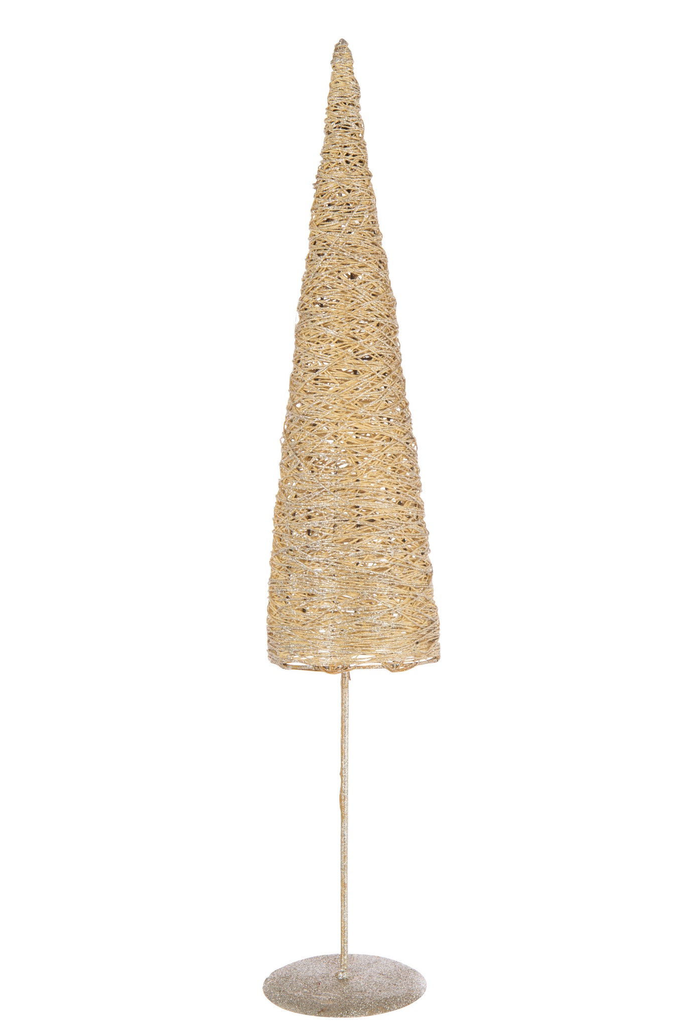 Kerstboom op metalen/papieren gouden basis, groot.