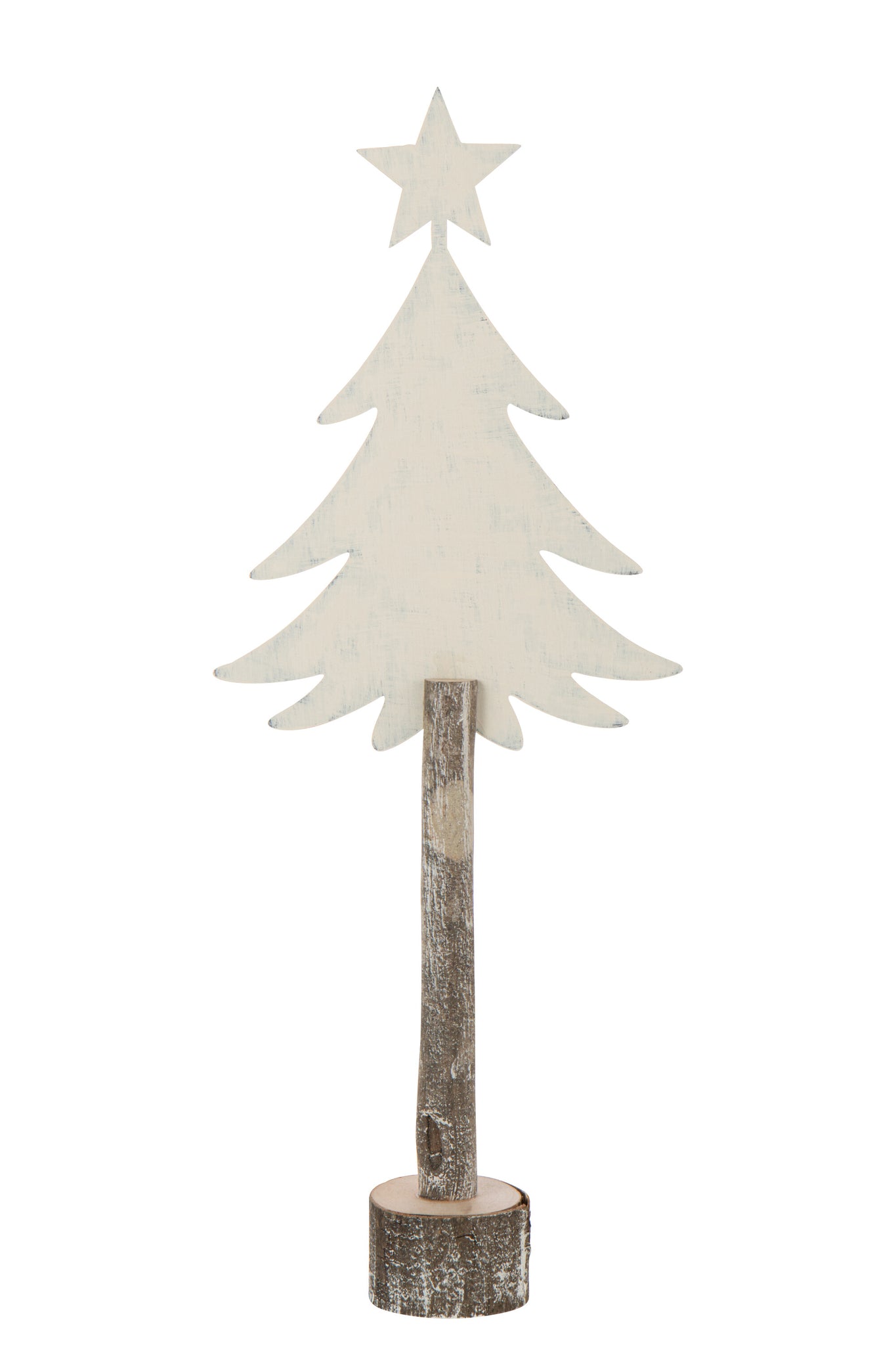 Kerstboom + Ster IJzer/Paulowniahout Gebroken Wit Groot