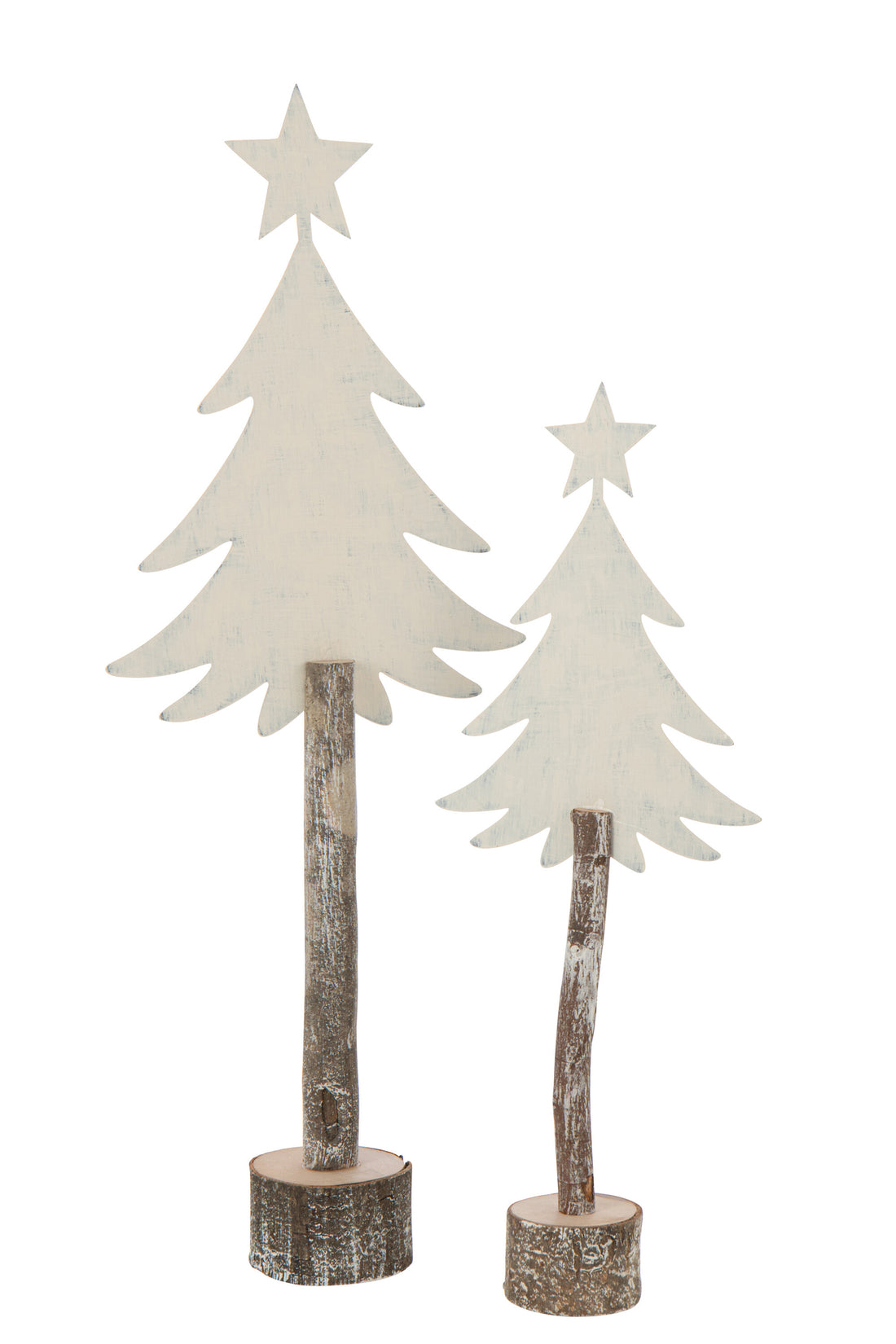 Kerstboom + Ster IJzer/Paulowniahout Gebroken Wit Groot