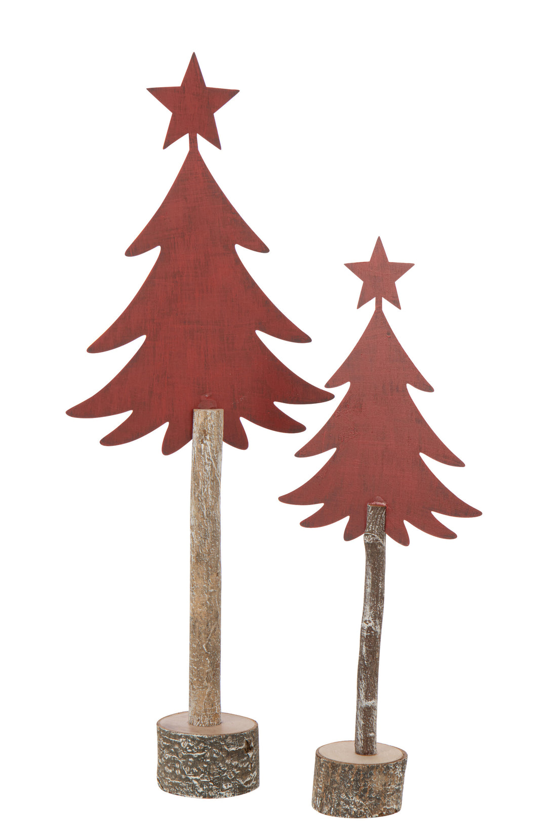 Kerstboom + Ster IJzer/Paulownia Hout Kerst Rood Groot