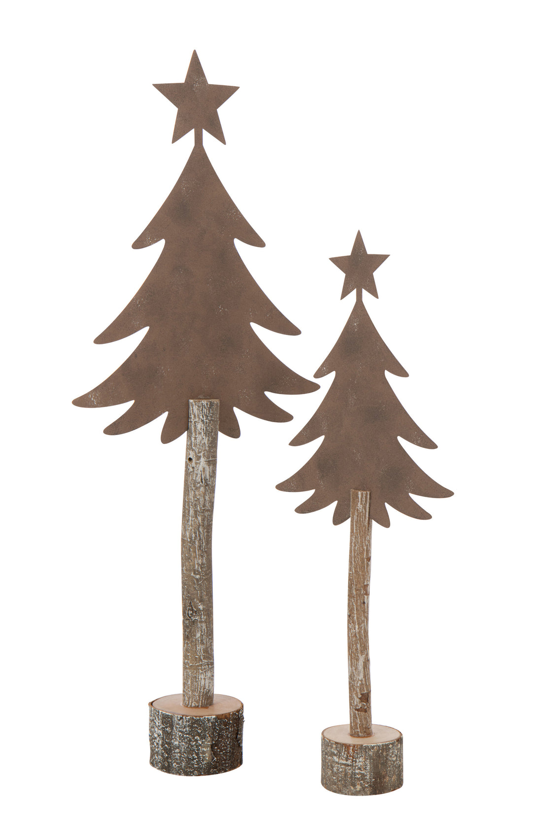 Kerstboom + Ster IJzer/Paulowniahout Bruin Groot