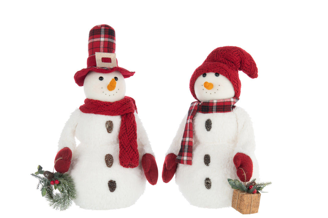 Sneeuwpop Jongen/Meisje Polyester Wit/Kerst Rood Assortiment Van 2