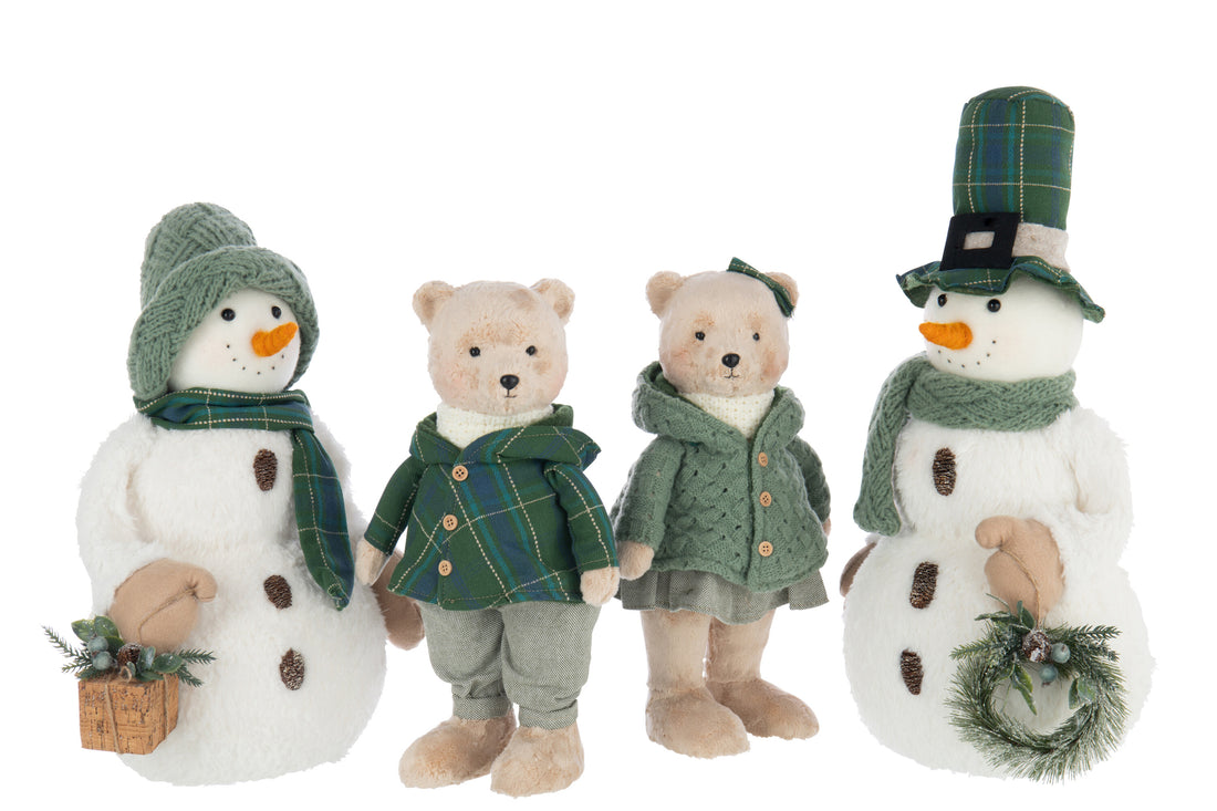 Sneeuwpop Jongen/Meisje Polyester Wit/Donkergroen Assortiment Van 2