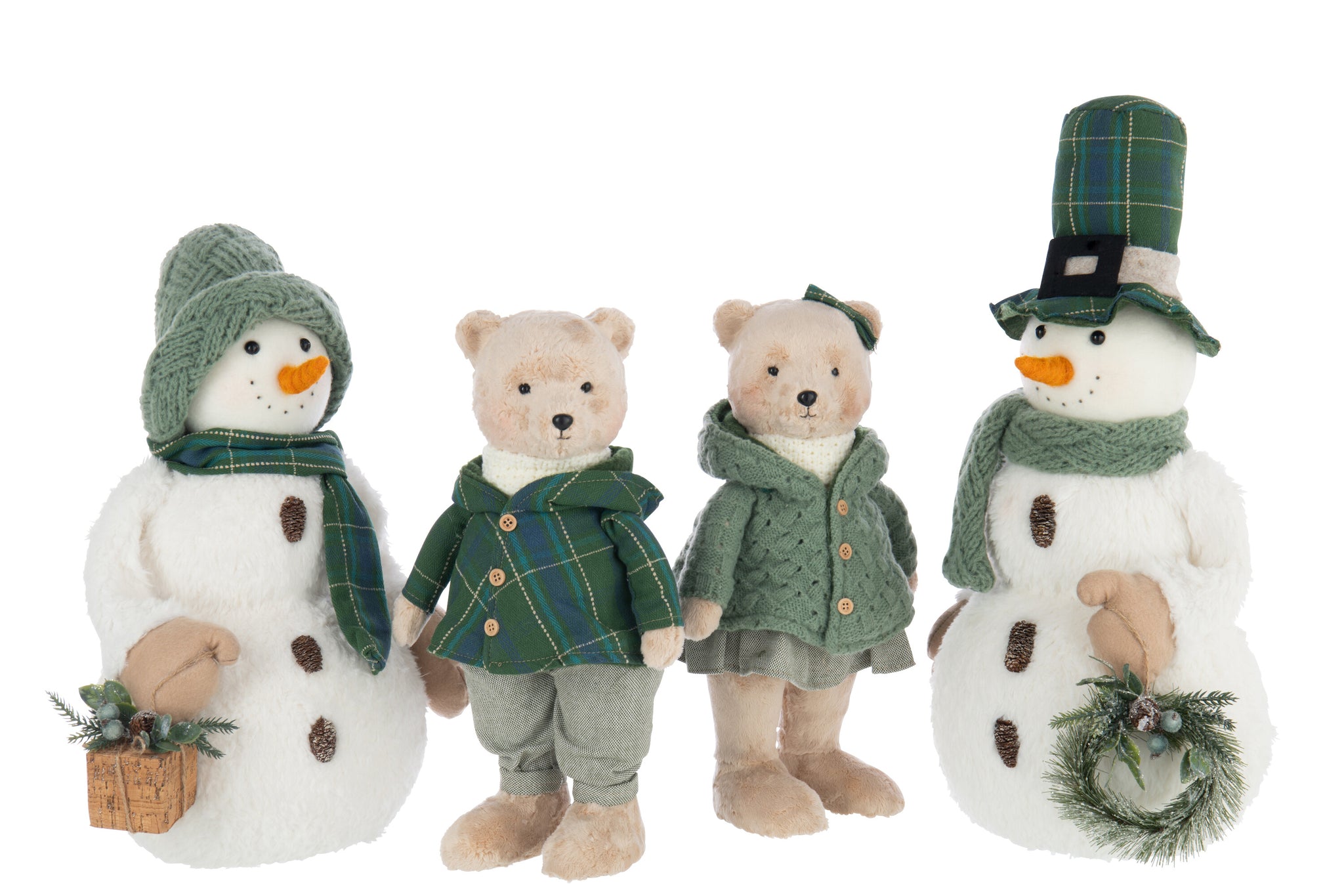 Sneeuwpop Jongen/Meisje Polyester Wit/Donkergroen Assortiment Van 2