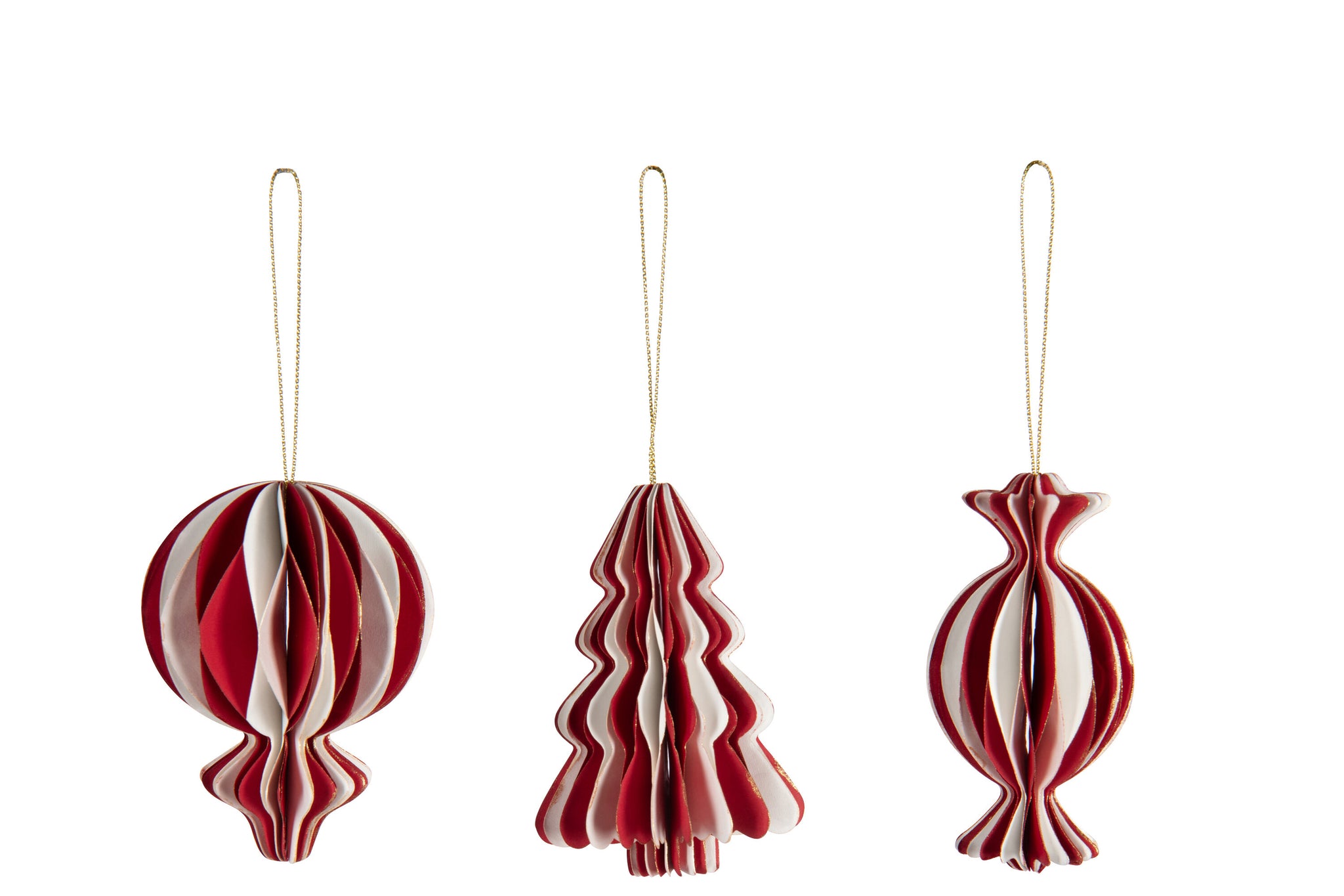 Hanger Candy + Luchtballon + Boom Papier Wit/Kerst Rood Kleine Assortiment Van 3