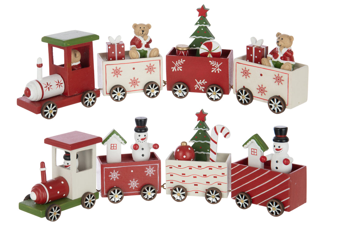 Treinbeer + Sneeuwpop Triplex Kerst Rood/Wit Assortiment Van 2