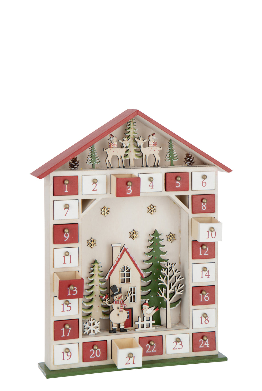 Huis Adventskalender Led Triplex Kerst Rood/Wit