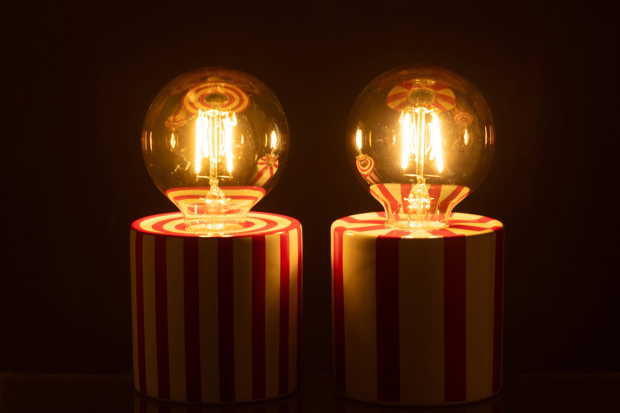 Tafellamp Gestreept Dolomiet Rood/Wit Assortiment Van 2